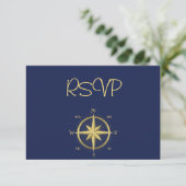 RSVP-Kaarten met blauw Nautical Wedding RSVP Kaartje (Staand voorkant)
