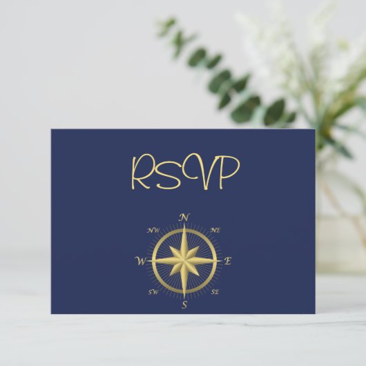 RSVP-Kaarten met blauw Nautical Wedding RSVP Kaartje (Staand voorkant)