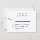 RSVP-Kaarten met blauw Nautical Wedding RSVP Kaartje (Achterkant)