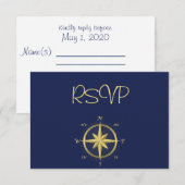 RSVP-Kaarten met blauw Nautical Wedding RSVP Kaartje (Voorkant / Achterkant)