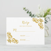 RSVP-Kaarten met groene en gouden koninklijke brui Kaart (Staand voorkant)