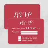 RSVP-Kaarten met hart rond de Ronde Rood Weddensch RSVP Kaartje (Voorkant / Achterkant)