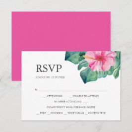 RSVP-kaarten met Maalkeuze Hibiscus Bloem RSVP Kaartje