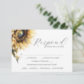 RSVP Kaarten met Maaltijd Keuze Geel Zonnebloemen (Staand voorkant)