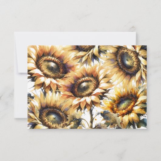 RSVP Kaarten met Maaltijd Keuze Geel Zonnebloemen (Achterkant)