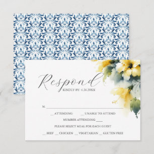 RSVP-kaarten met Maaltijdkeuze Blauw en Geel RSVP Kaartje