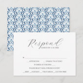 RSVP-kaarten met maaltijdkeuze Dusty Blue Pattern RSVP Kaartje (Voorkant / Achterkant)