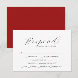 RSVP-kaarten met maaltijdkeuze Rood RSVP Kaartje