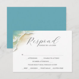 RSVP-kaarten met maaltijdkeuze Waterverf Shoreline RSVP Kaartje