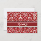 RSVP-kaarten met Red Damask-kerstbruiloft RSVP Kaartje (Voorkant)