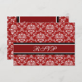 RSVP-kaarten met Red Damask-kerstbruiloft RSVP Kaartje (Voorkant / Achterkant)