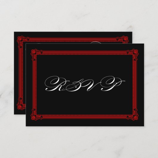 RSVP-Kaarten met rode en zwarte Posters RSVP Kaartje (Voorkant / Achterkant)
