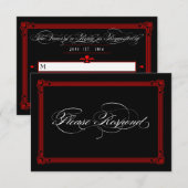 RSVP-Kaarten met rode en zwarte Posters RSVP Kaartje (Voorkant / Achterkant)