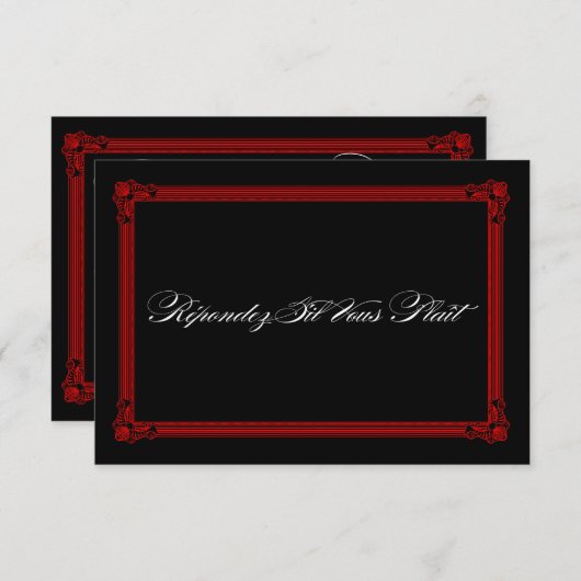 RSVP-Kaarten met rode en zwarte Posters RSVP Kaartje (Voorkant / Achterkant)