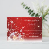 RSVP-kaarten met rode witte kerstfeestdag RSVP Kaartje (Staand voorkant)