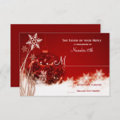 RSVP-kaarten met rode witte kerstfeestdag RSVP Kaartje (Voorkant / Achterkant)