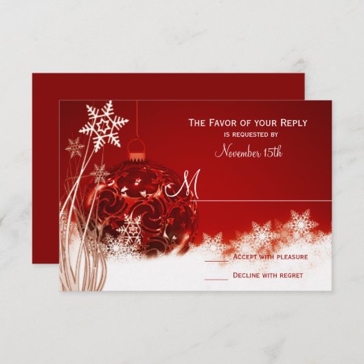RSVP-kaarten met rode witte kerstfeestdag RSVP Kaartje (Voorkant / Achterkant)