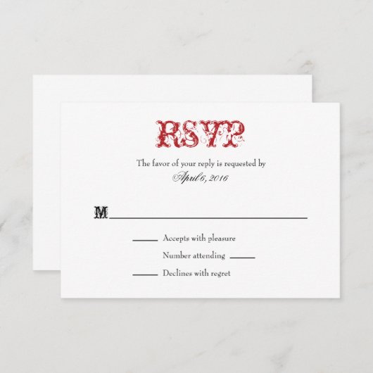 RSVP-kaarten met rode witte vlek RSVP Kaartje (Voorkant / Achterkant)