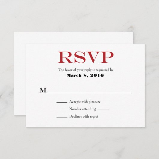 RSVP-kaarten met rode witte vlek RSVP Kaartje (Voorkant / Achterkant)