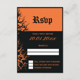 RSVP-Kaarten met zwarte en Oranje halloween bruilo RSVP Kaartje