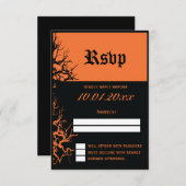 RSVP-Kaarten met zwarte en Oranje halloween bruilo RSVP Kaartje (Voorkant / Achterkant)