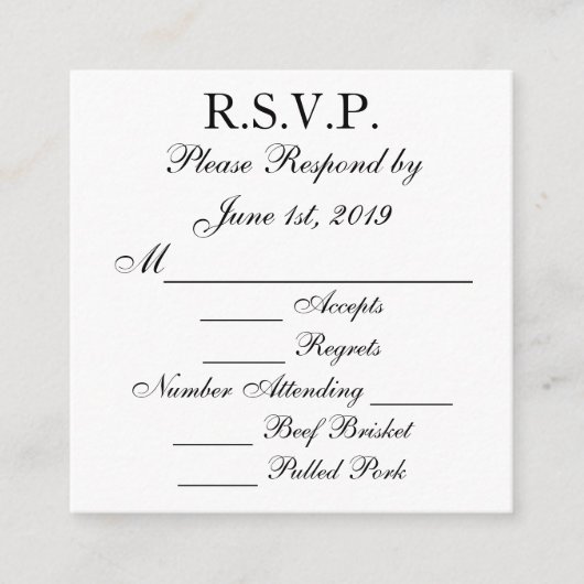 RSVP-kaarten met zwarte en witte respons Informatiekaartje (Voorkant)