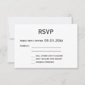 RSVP-Kaarten met zwarte en witte tong RSVP Kaartje (Voorkant)
