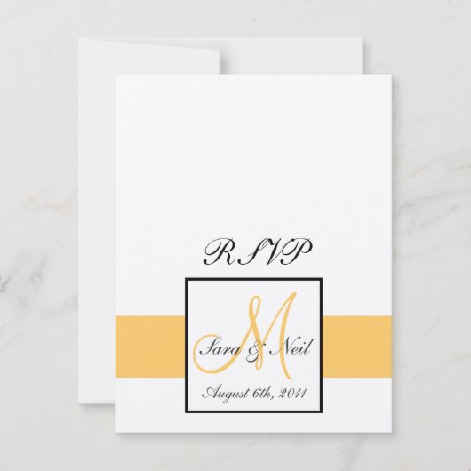 RSVP-kaarten Monogram zonnebloemgeel RSVP Kaartje (Voorkant)