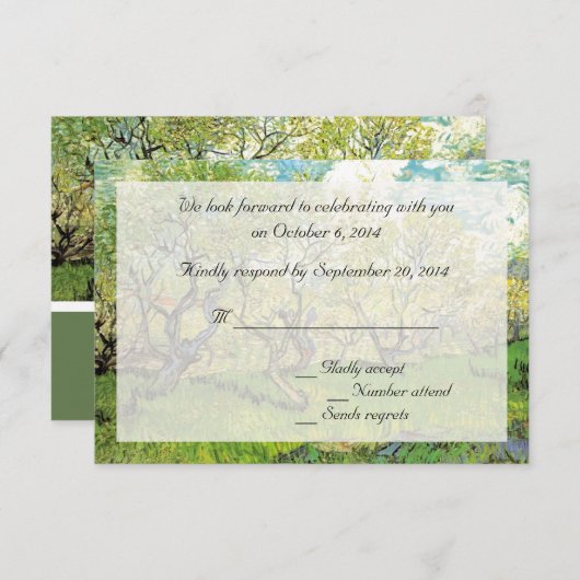  RSVP-kaarten. Orchard in Blossom Kaart (Voorkant / Achterkant)