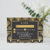 RSVP-kaarten van 1920's  Gatsby Wedding Respond RSVP Kaartje (Staand voorkant)