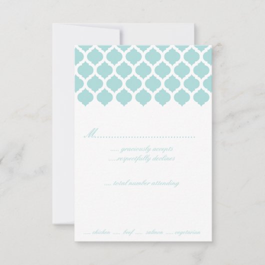 RSVP-kaarten van Blue Moroccan Pattern Wedding Par RSVP Kaartje (Voorkant)