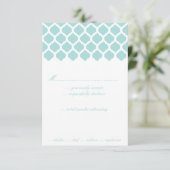 RSVP-kaarten van Blue Moroccan Pattern Wedding Par RSVP Kaartje (Staand voorkant)