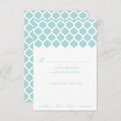 RSVP-kaarten van Blue Moroccan Pattern Wedding Par RSVP Kaartje (Voorkant / Achterkant)