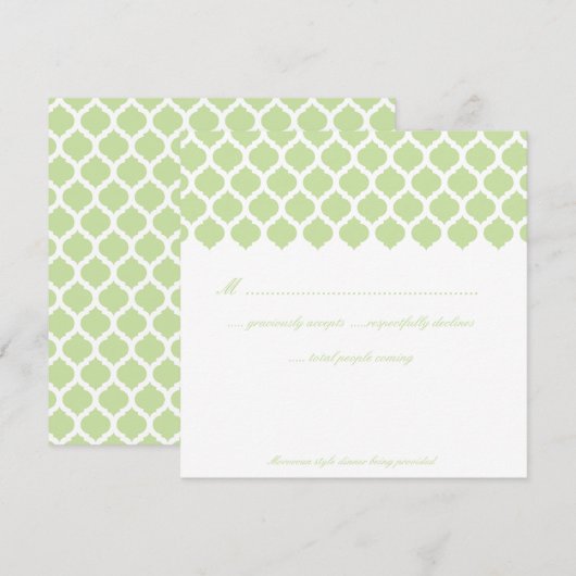RSVP-kaarten van de Groene Marokkaanse Patroonbrui Kaart (Voorkant / Achterkant)