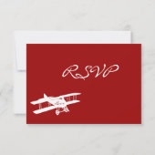 RSVP-kaarten van het  Biplane Aviator Red Wedding  RSVP Kaartje (Achterkant)