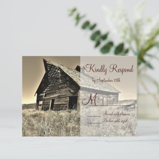RSVP-kaarten van het plattelandskorn in het bijten RSVP Kaartje (Staand voorkant)