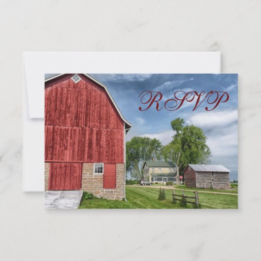 RSVP-kaarten van het roodbruin Rustisch land RSVP Kaartje (Achterkant)