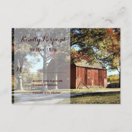 RSVP-kaarten van het Rustic Barn en Trees RSVP Kaartje