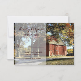 RSVP-kaarten van het Rustic Barn en Trees RSVP Kaartje