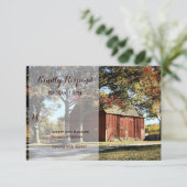 RSVP-kaarten van het Rustic Barn en Trees RSVP Kaartje (Staand voorkant)
