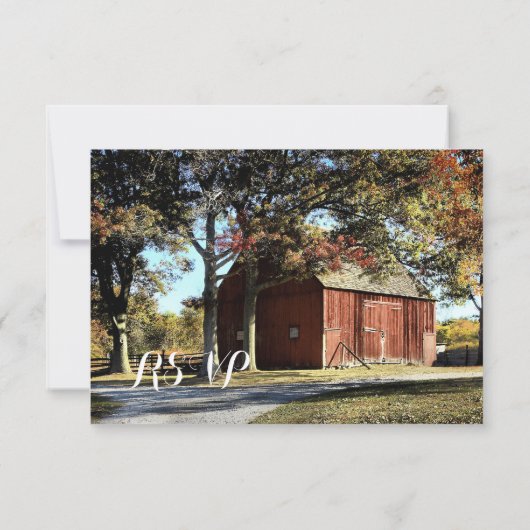RSVP-kaarten van het Rustic Barn en Trees RSVP Kaartje (Achterkant)