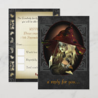 RSVP-kaarten van Little Witch Halloween Party