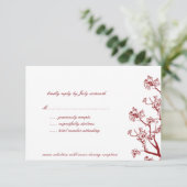 RSVP-kaarten van Red Cherry Blossom Oriental Weddi RSVP Kaartje (Staand voorkant)