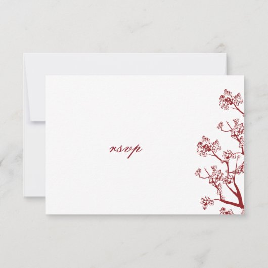 RSVP-kaarten van Red Cherry Blossom Oriental Weddi RSVP Kaartje (Achterkant)