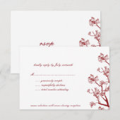 RSVP-kaarten van Red Cherry Blossom Oriental Weddi RSVP Kaartje (Voorkant / Achterkant)