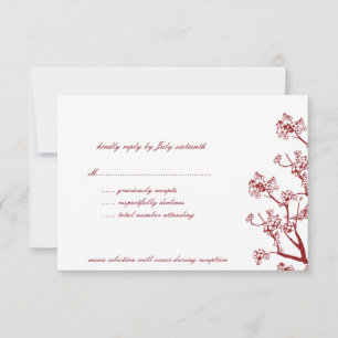RSVP-kaarten van Red Cherry Blossom Oriental Weddi RSVP Kaartje