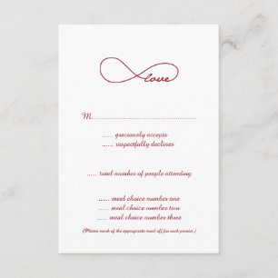 RSVP-kaarten van Red Love Infinity Wedding RSVP Kaartje