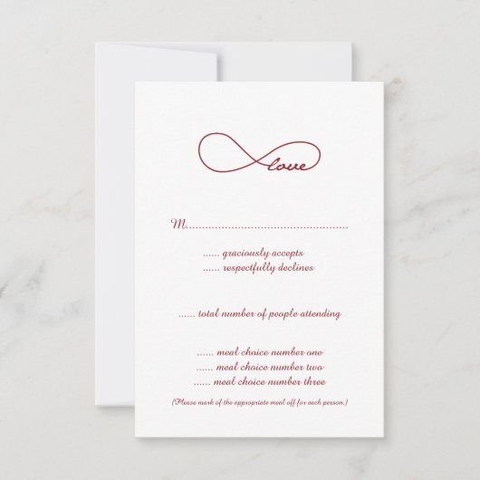 RSVP-kaarten van Red Love Infinity Wedding RSVP Kaartje (Voorkant)