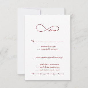 RSVP-kaarten van Red Love Infinity Wedding RSVP Kaartje
