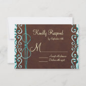 RSVP-kaarten van Turquoise en Brown Country Weddin RSVP Kaartje (Voorkant)